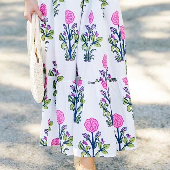 Floral Maxi Dress with Pink and Blue Accents - Picture 4 of 7